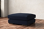 Guddu Large Footstool - Brera Linen Indigo-nkuku