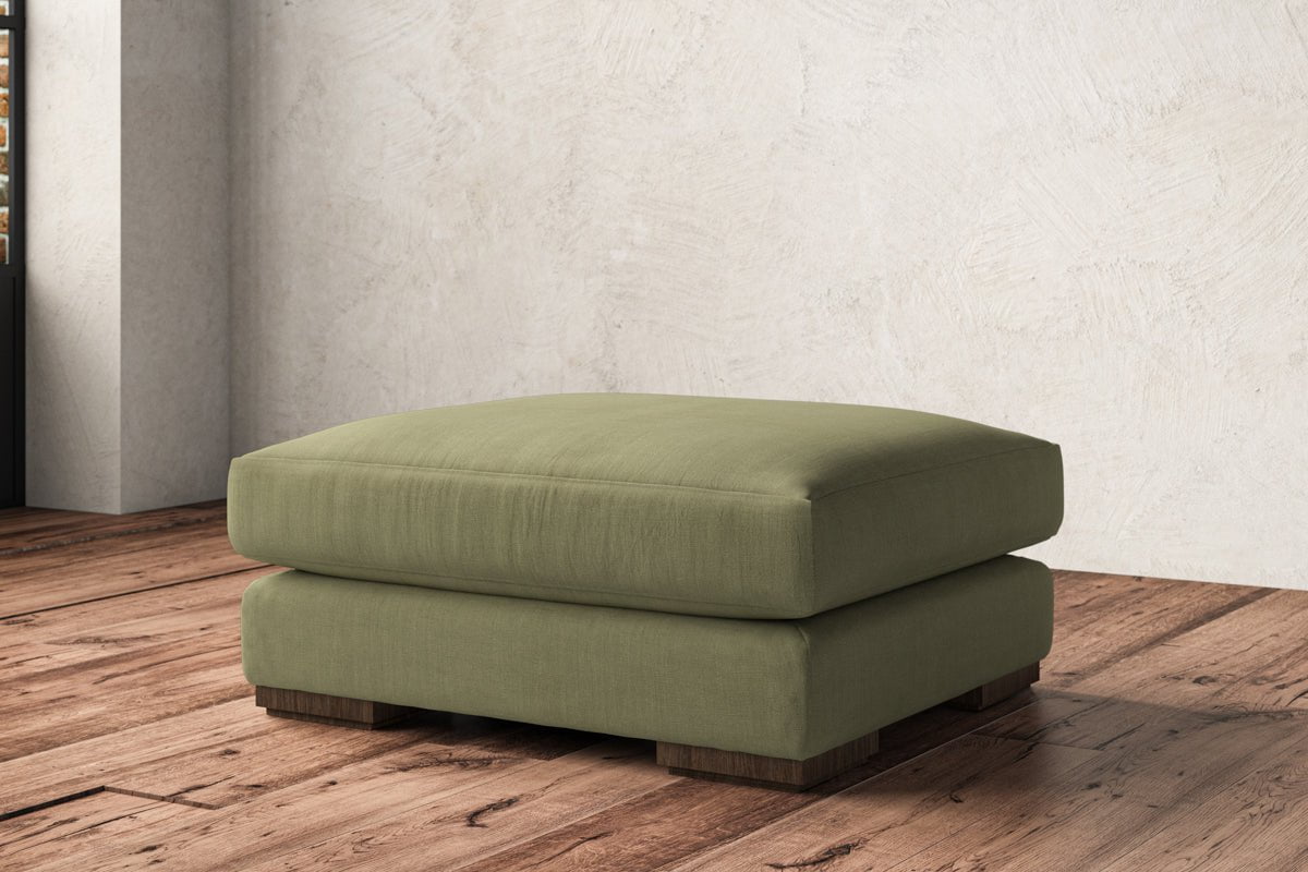 Guddu Large Footstool - Brera Linen Sage-nkuku