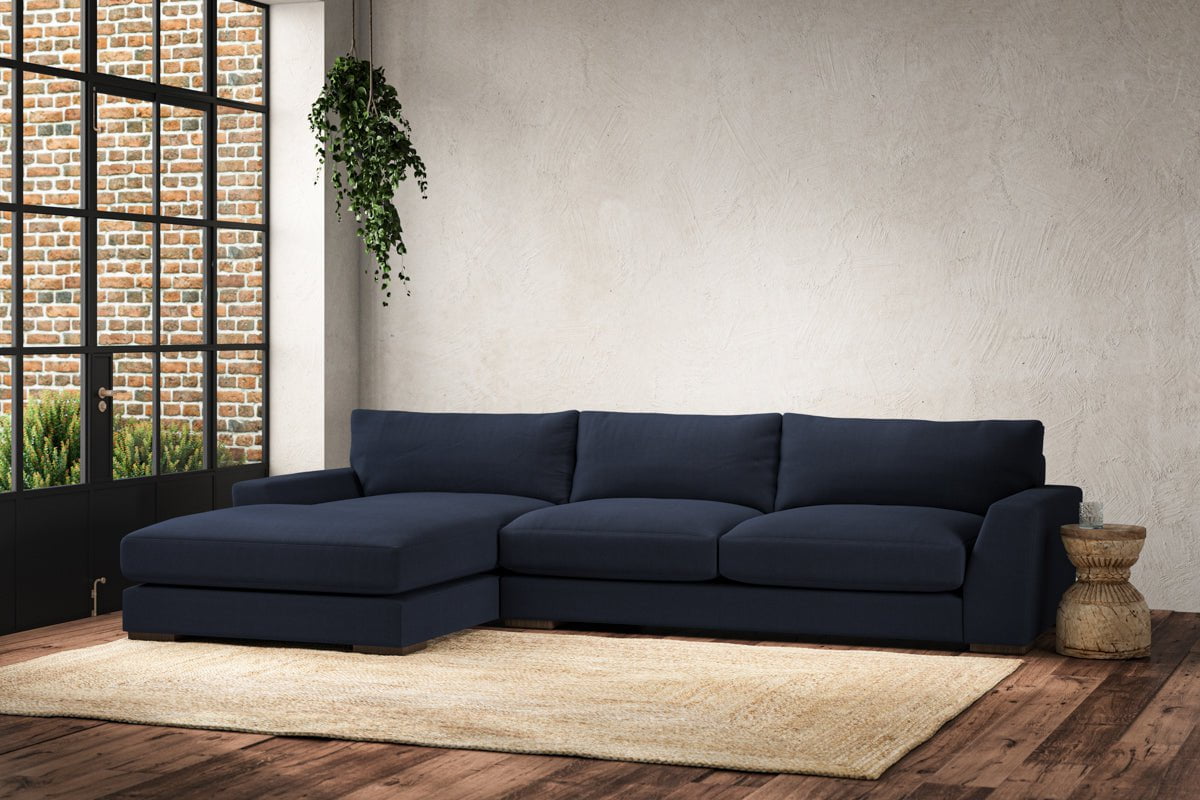 Guddu Large Left Hand Chaise Sofa - Brera Linen Indigo-nkuku