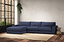 Guddu Large Left Hand Chaise Sofa - Recycled Cotton Navy-nkuku