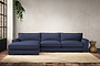 Guddu Large Left Hand Chaise Sofa - Recycled Cotton Navy-nkuku