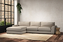 Guddu Large Left Hand Chaise Sofa - Recycled Cotton Stone-nkuku