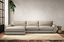 Guddu Large Left Hand Chaise Sofa - Recycled Cotton Stone-nkuku