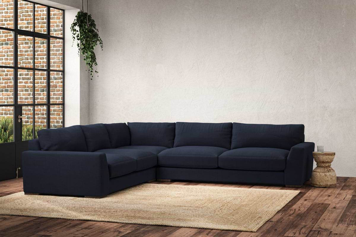 Guddu Large Left Hand Corner Sofa - Brera Linen Indigo-nkuku