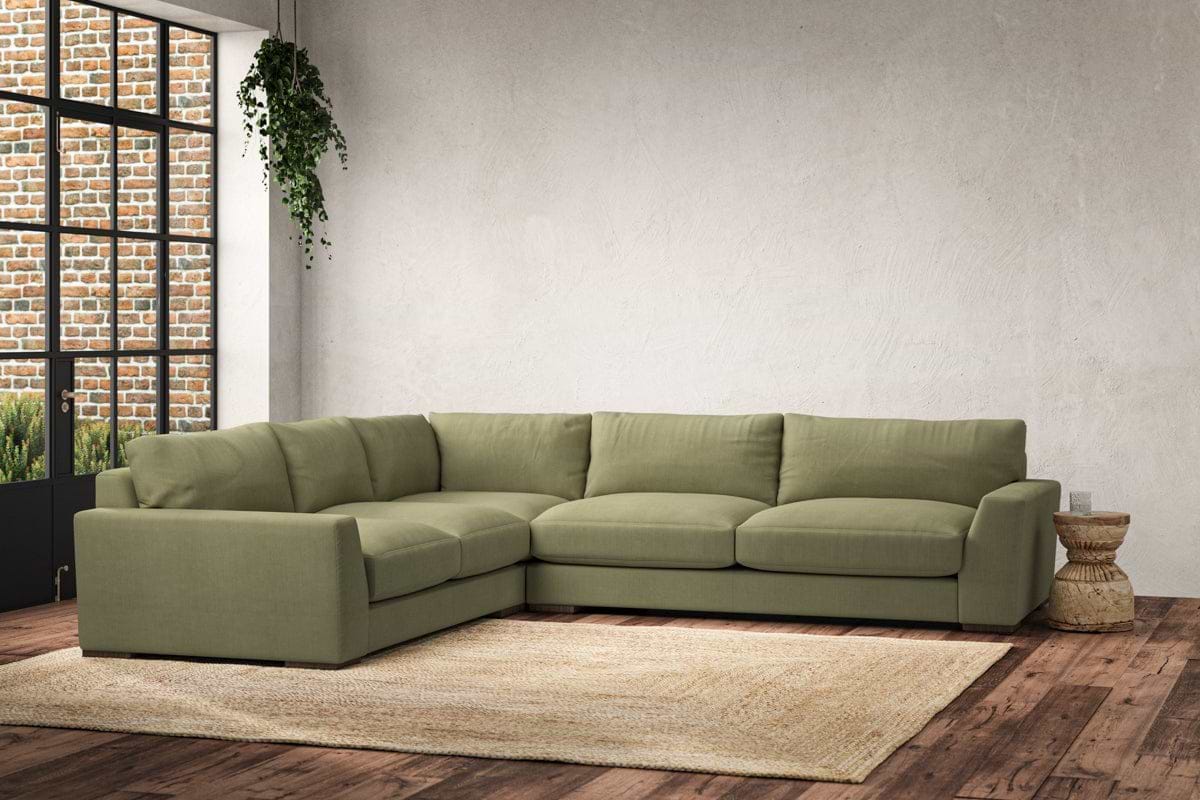 Guddu Large Left Hand Corner Sofa - Brera Linen Sage-nkuku