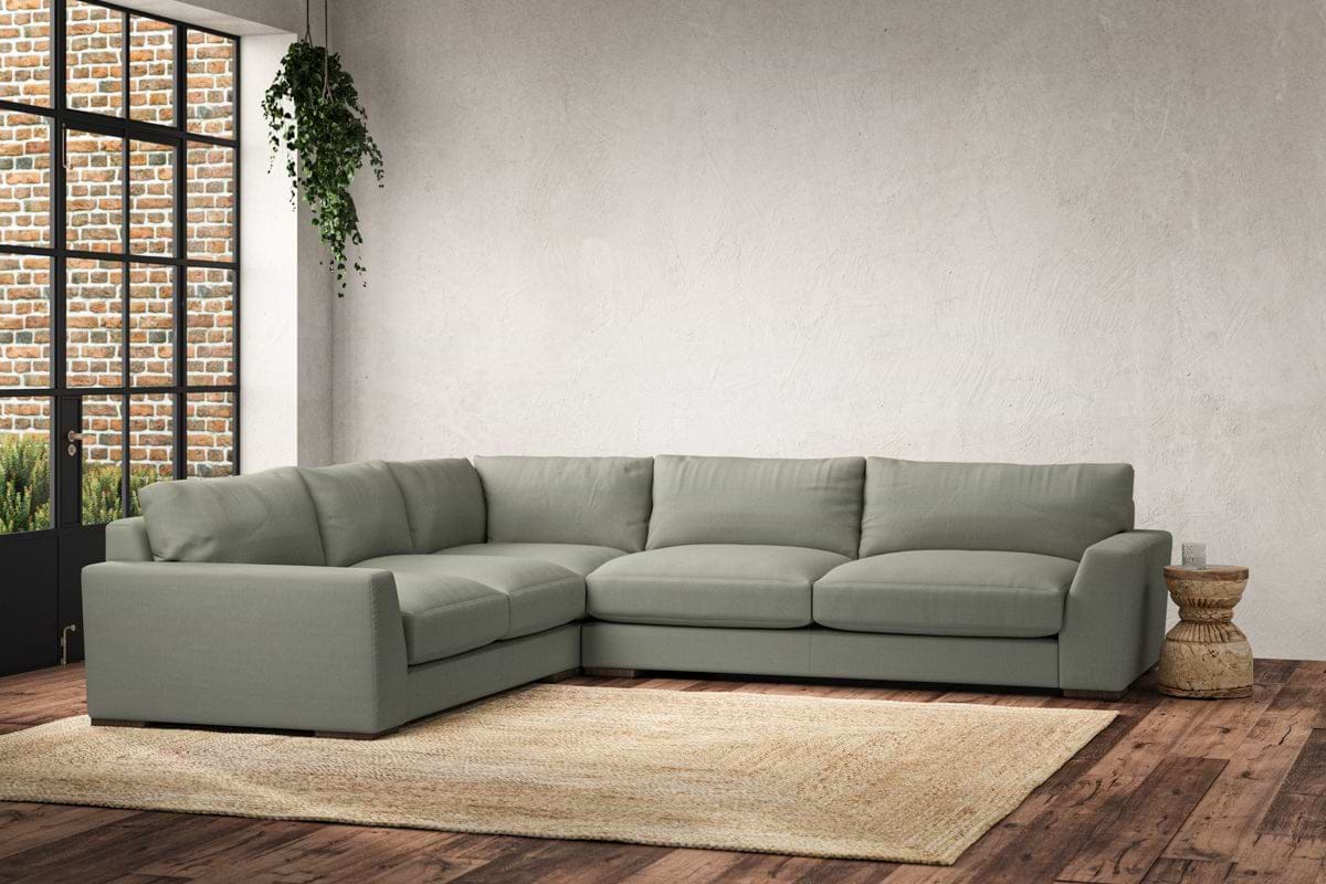 Guddu Large Left Hand Corner Sofa - Recycled Cotton Seaspray-nkuku
