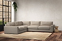 Guddu Large Left Hand Corner Sofa - Recycled Cotton Stone-nkuku