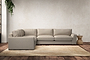 Guddu Large Left Hand Corner Sofa - Recycled Cotton Stone-nkuku