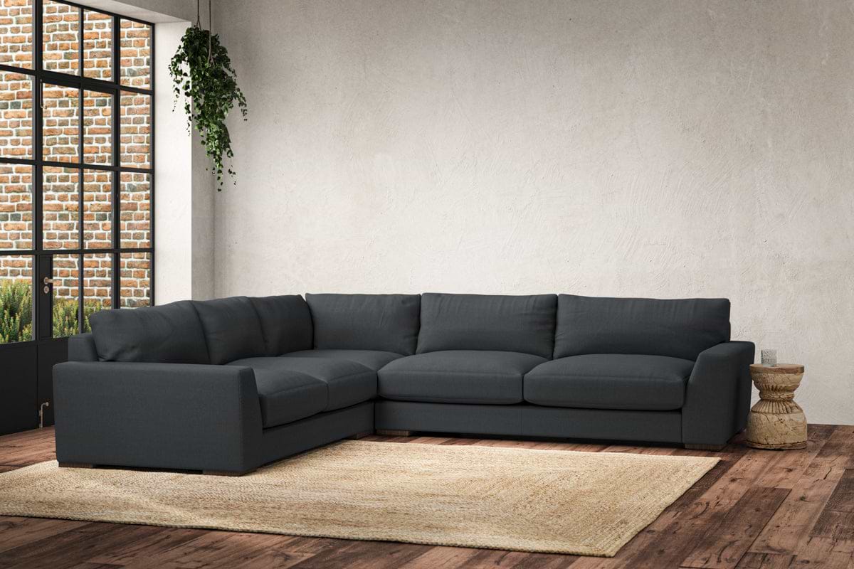 Guddu Large Left Hand Corner Sofa - Recycled Cotton Thunder-nkuku