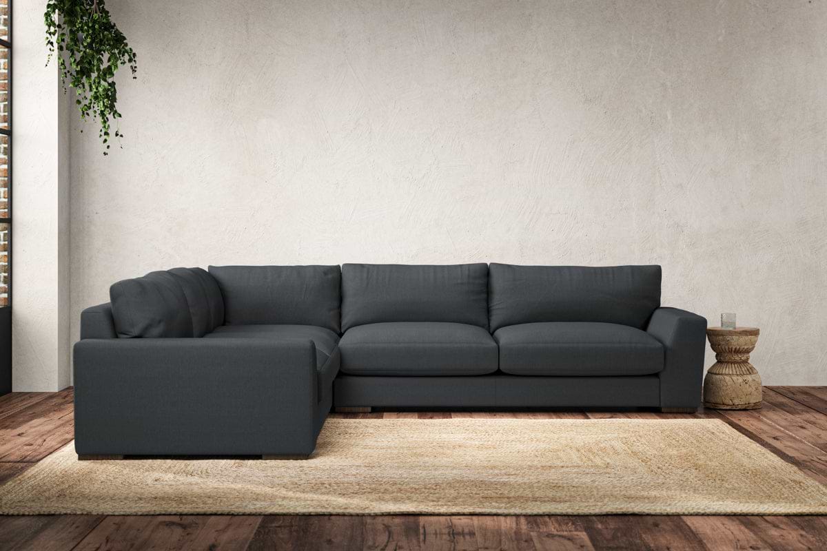Guddu Large Left Hand Corner Sofa - Recycled Cotton Thunder-nkuku