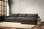 Guddu Large Right Hand Chaise Sofa - Brera Linen Granite-nkuku