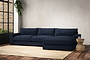 Guddu Large Right Hand Chaise Sofa - Brera Linen Indigo-nkuku