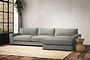 Guddu Large Right Hand Chaise Sofa - Brera Linen Smoke-nkuku