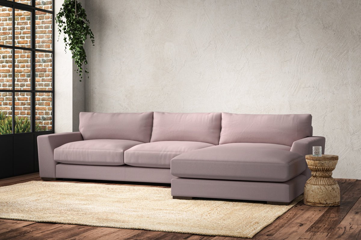 Guddu Large Right Hand Chaise Sofa - Recycled Cotton Lavender-nkuku