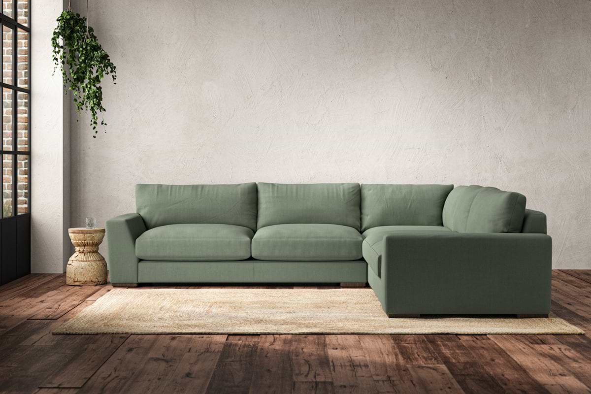 Guddu Large Right Hand Corner Sofa - Brera Linen Jade-nkuku