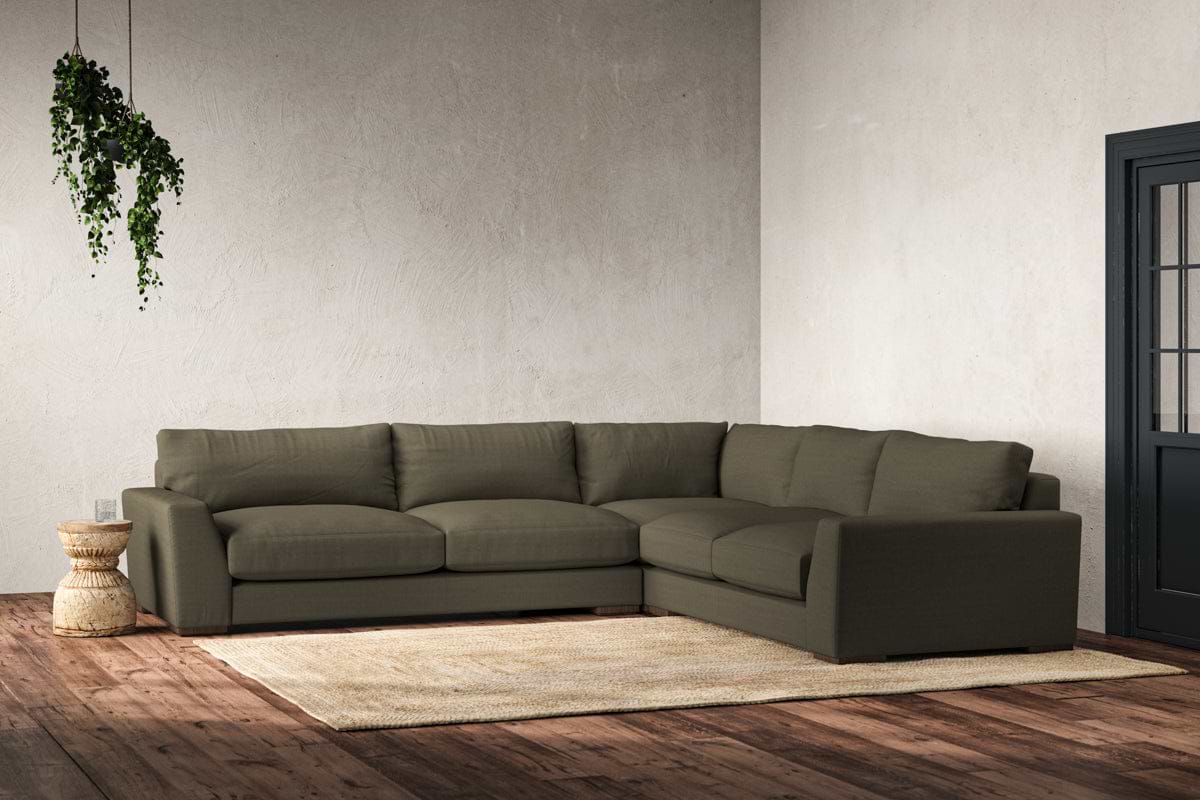 Guddu Large Right Hand Corner Sofa - Recycled Cotton Fatigue-nkuku
