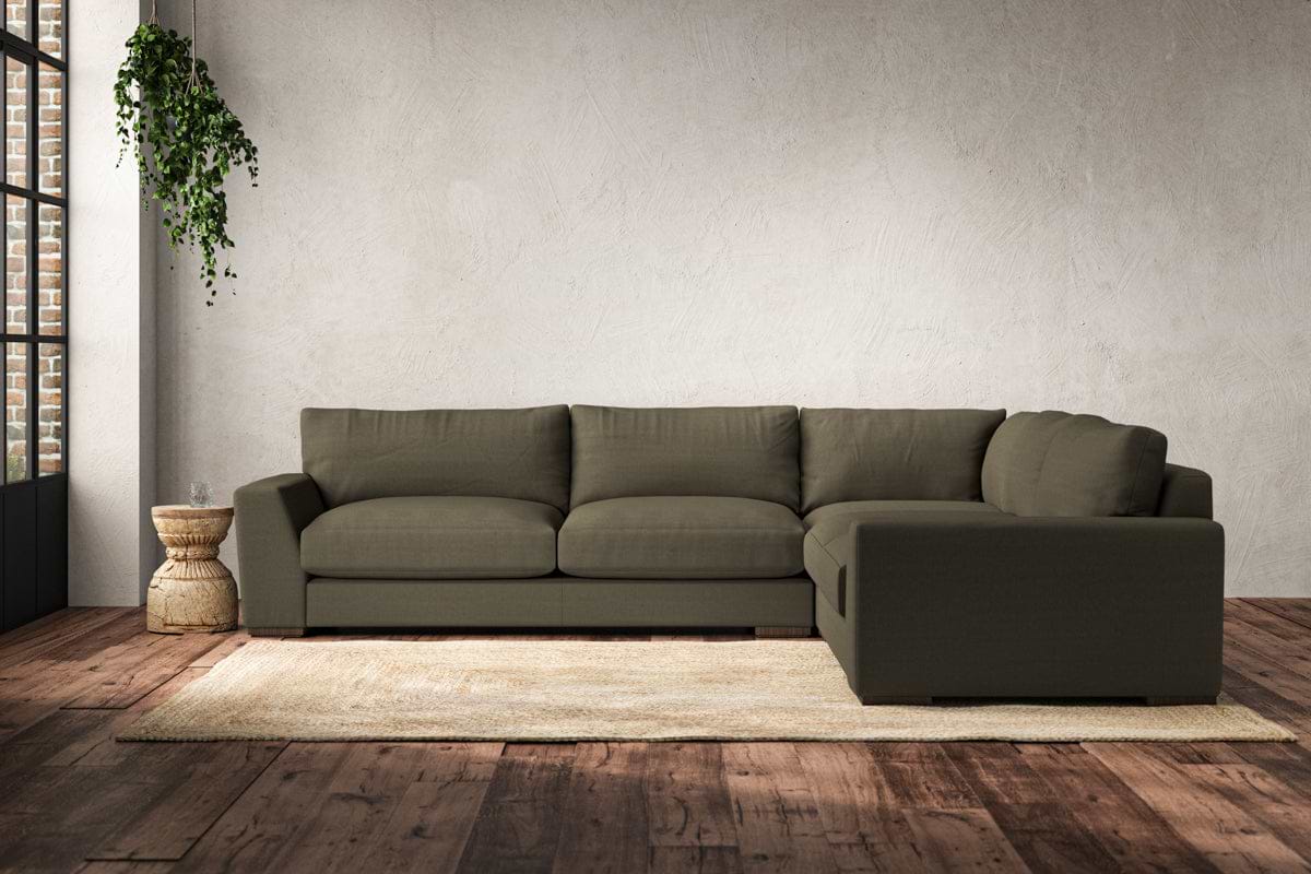 Guddu Large Right Hand Corner Sofa - Recycled Cotton Fatigue-nkuku