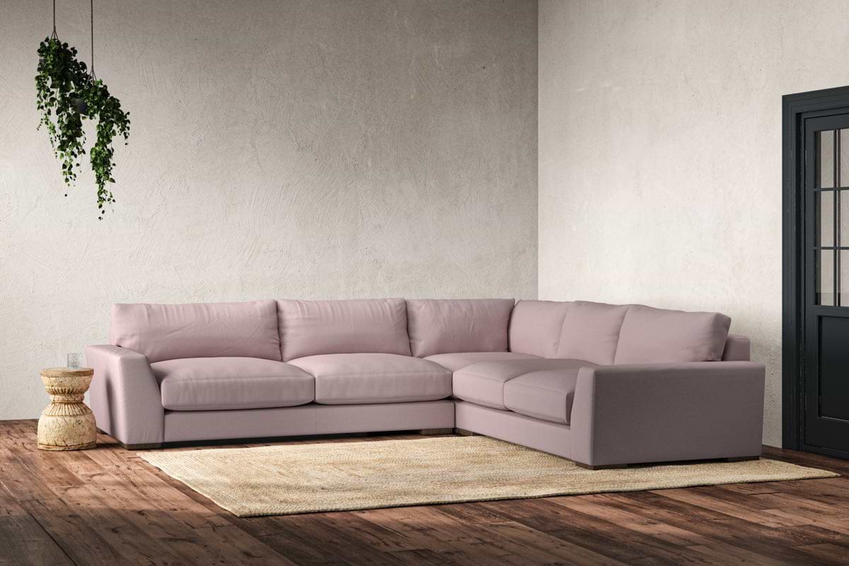 Guddu Large Right Hand Corner Sofa - Recycled Cotton Lavender-nkuku
