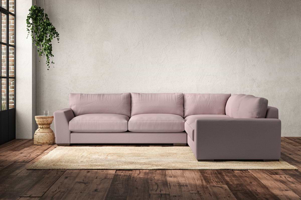 Guddu Large Right Hand Corner Sofa - Recycled Cotton Lavender-nkuku