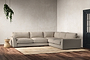 Guddu Large Right Hand Corner Sofa - Recycled Cotton Stone-nkuku