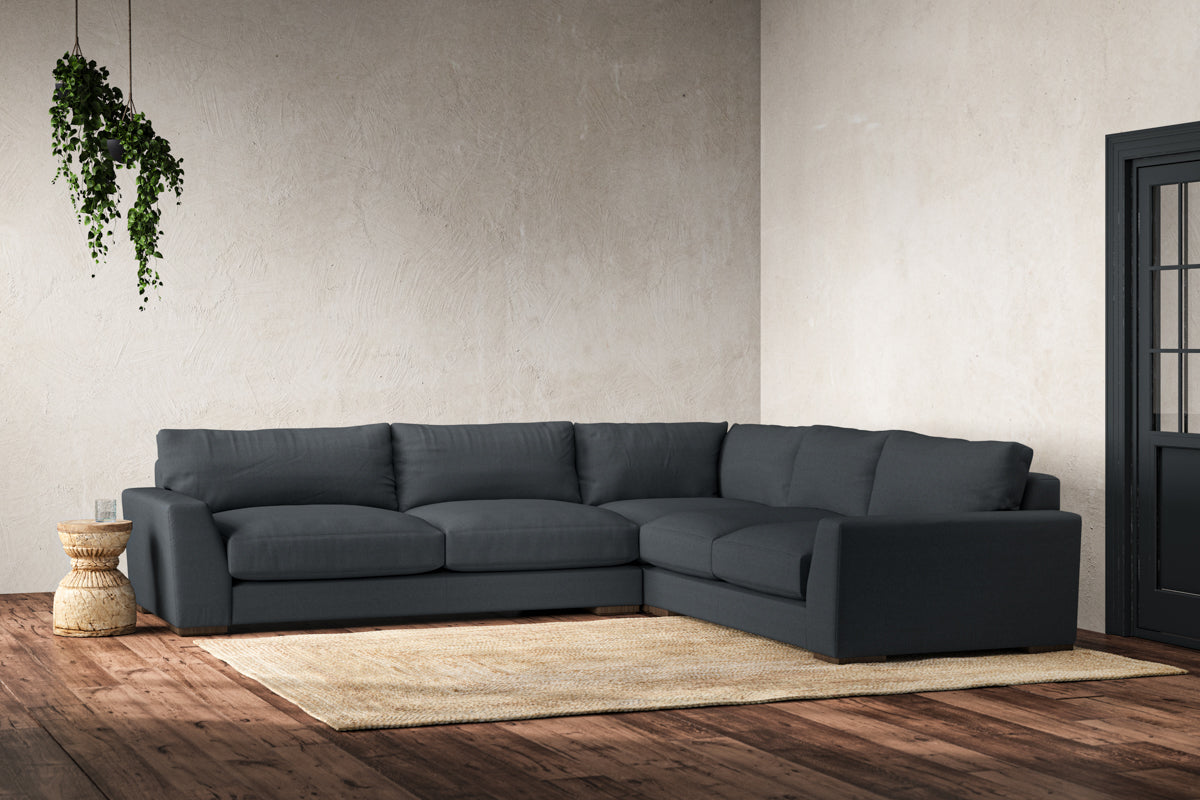 Guddu Large Right Hand Corner Sofa - Recycled Cotton Thunder-nkuku