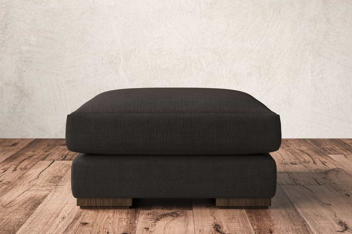 Guddu Medium Footstool - Brera Linen Espresso-nkuku