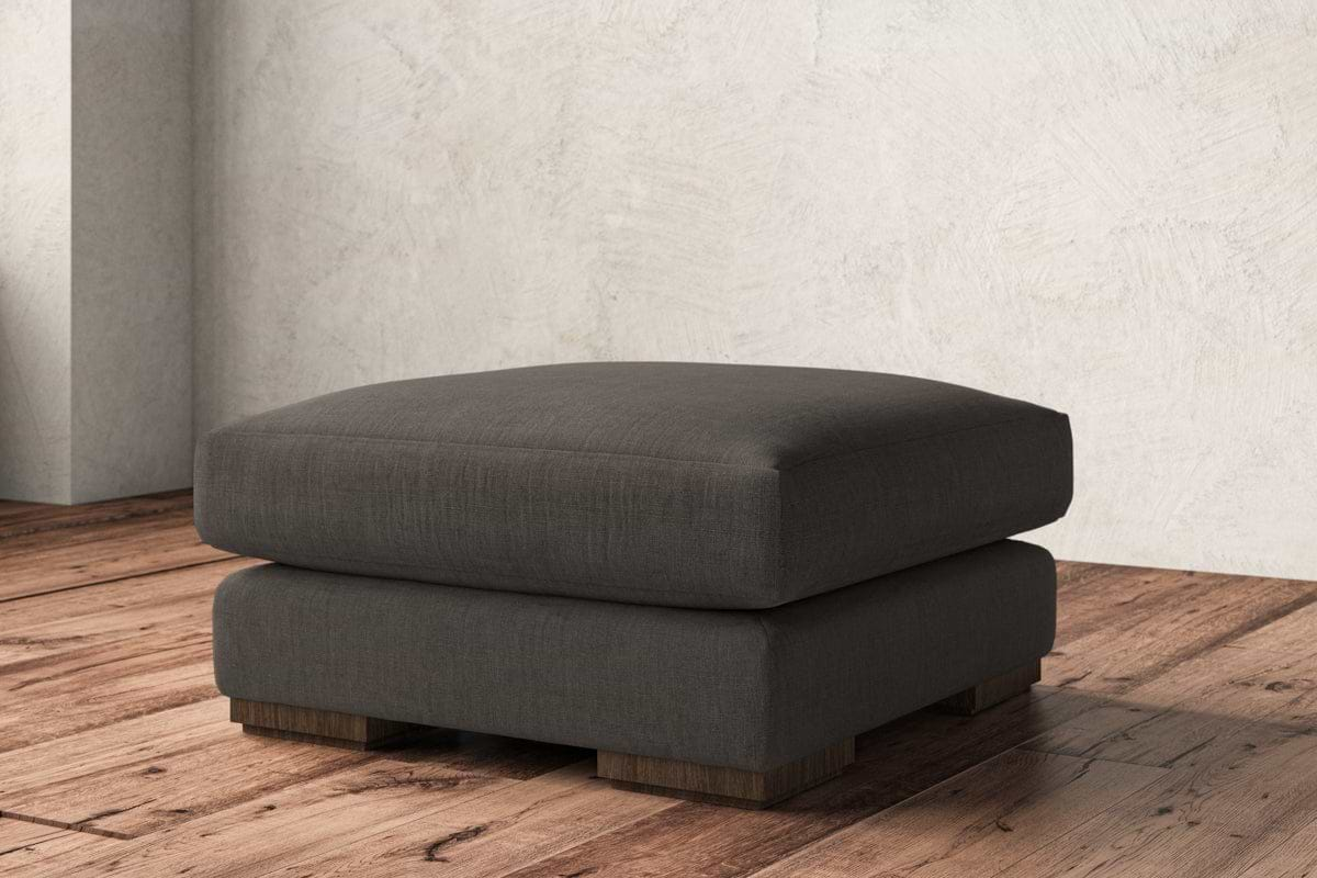 Guddu Medium Footstool - Brera Linen Granite-nkuku