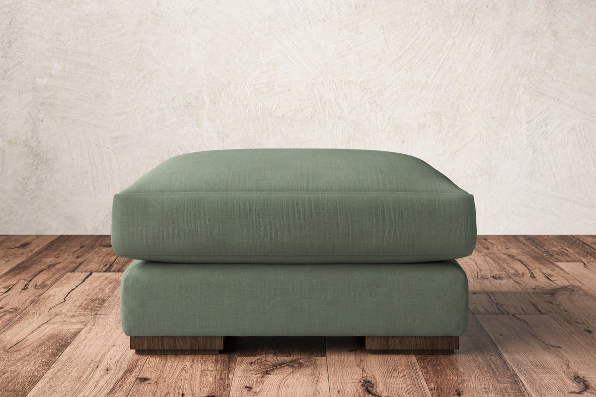 Guddu Medium Footstool - Brera Linen Jade-nkuku