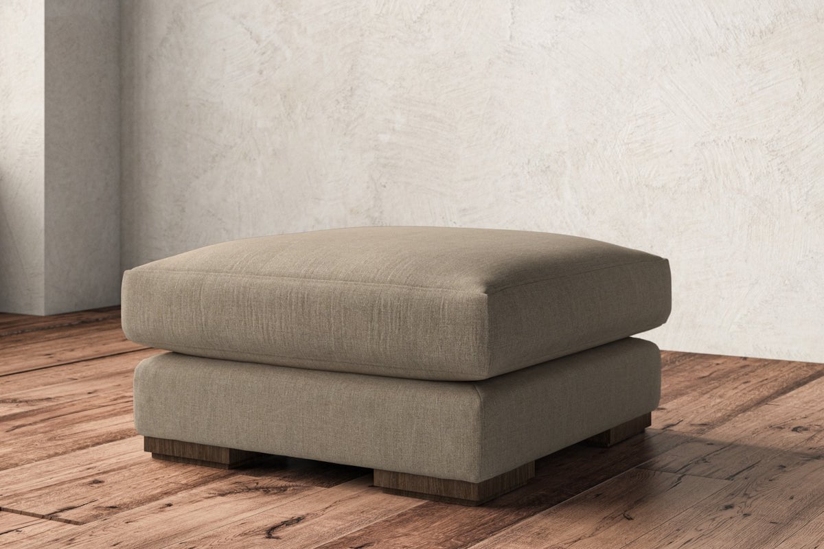 Guddu Medium Footstool - Brera Linen Pebble-nkuku