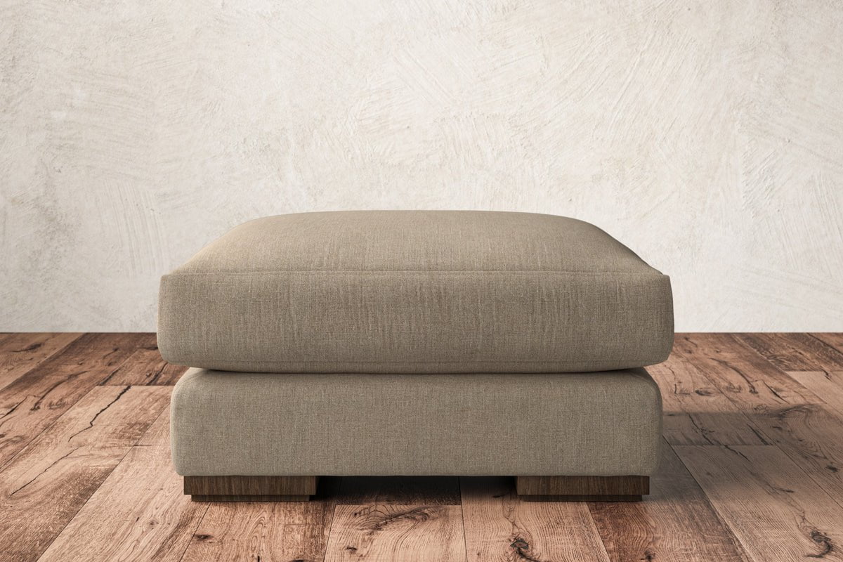 Guddu Medium Footstool - Brera Linen Pebble-nkuku