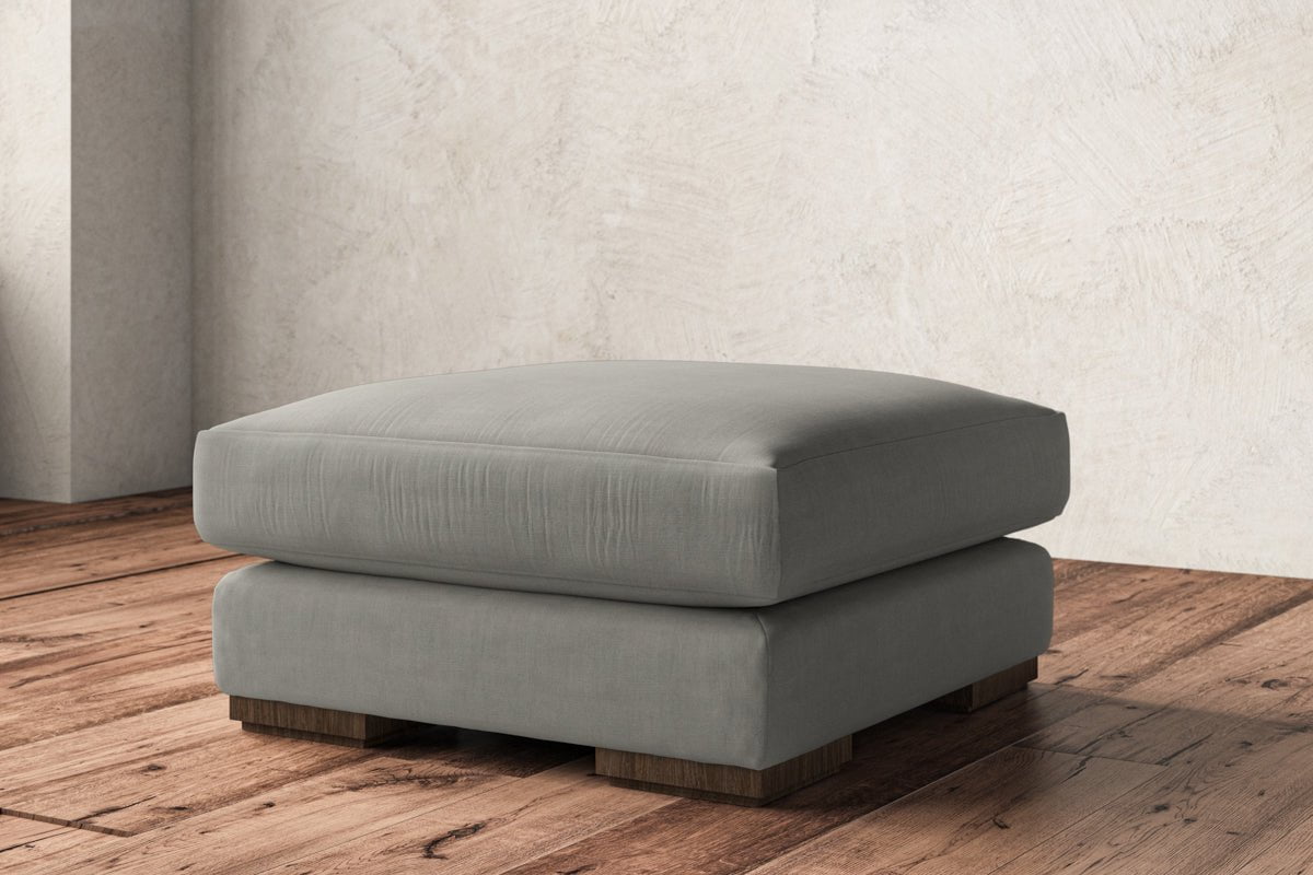 Guddu Medium Footstool - Brera Linen Smoke-nkuku