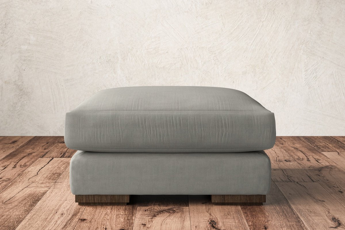 Guddu Medium Footstool - Brera Linen Smoke-nkuku