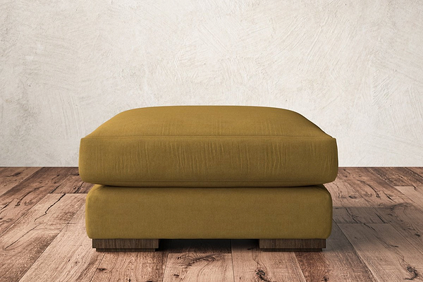 Guddu Medium Footstool - Recycled Cotton Ochre-nkuku