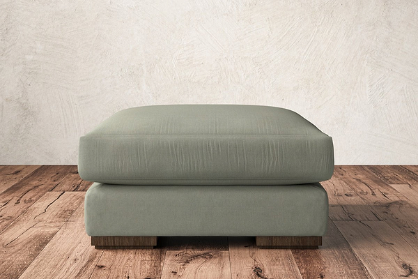 Guddu Medium Footstool - Recycled Cotton Seaspray-nkuku