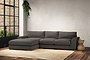 Guddu Medium Left Hand Chaise Sofa - Brera Linen Granite-nkuku