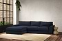 Guddu Medium Left Hand Chaise Sofa - Brera Linen Indigo-nkuku