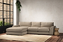 Guddu Medium Left Hand Chaise Sofa - Brera Linen Pebble-nkuku