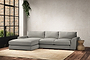 Guddu Medium Left Hand Chaise Sofa - Brera Linen Smoke-nkuku