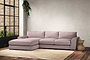 Guddu Medium Left Hand Chaise Sofa - Recycled Cotton Lavender-nkuku