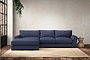 Guddu Medium Left Hand Chaise Sofa - Recycled Cotton Navy-nkuku