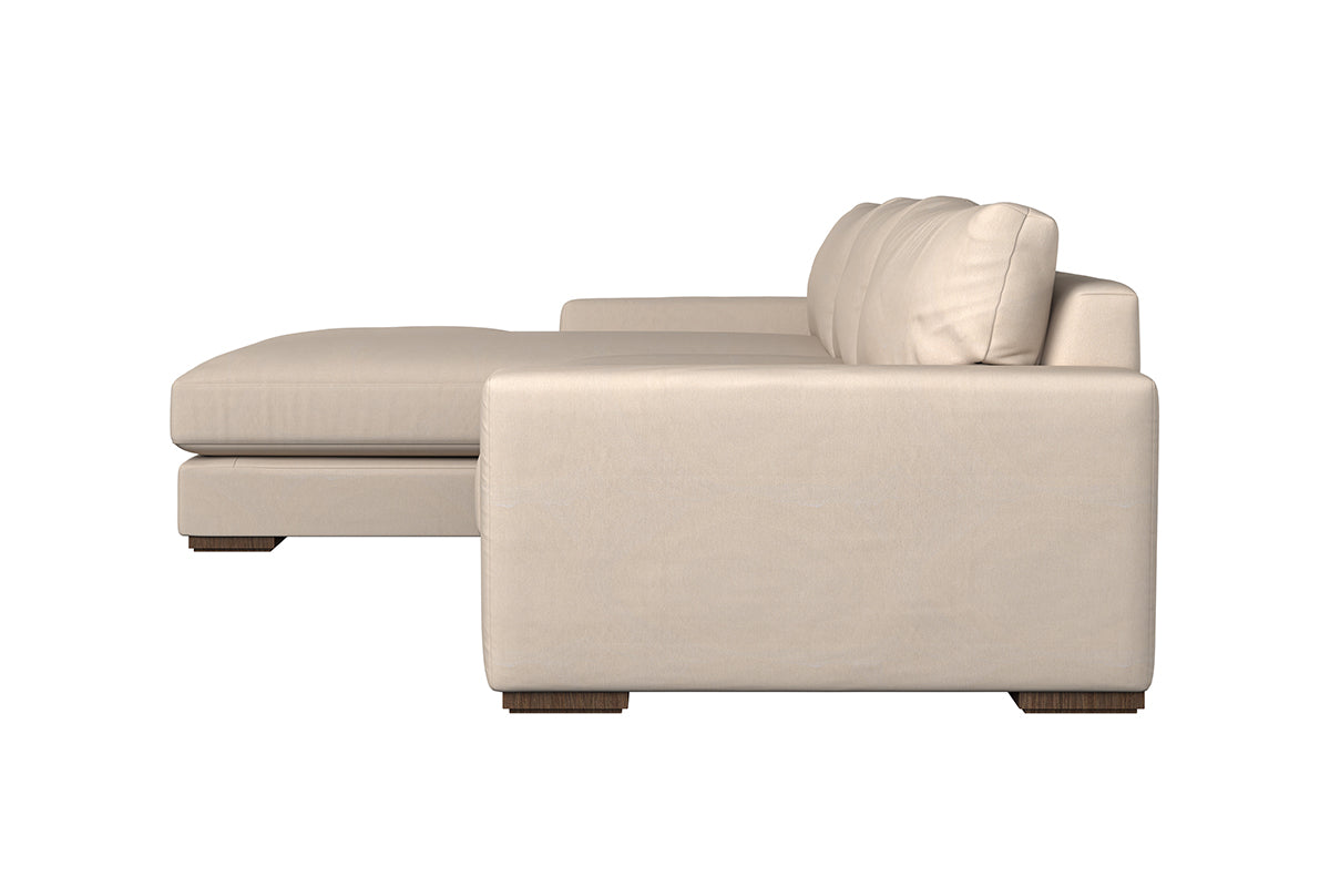 Guddu Medium Left Hand Chaise Sofa - Recycled Cotton Stone-nkuku