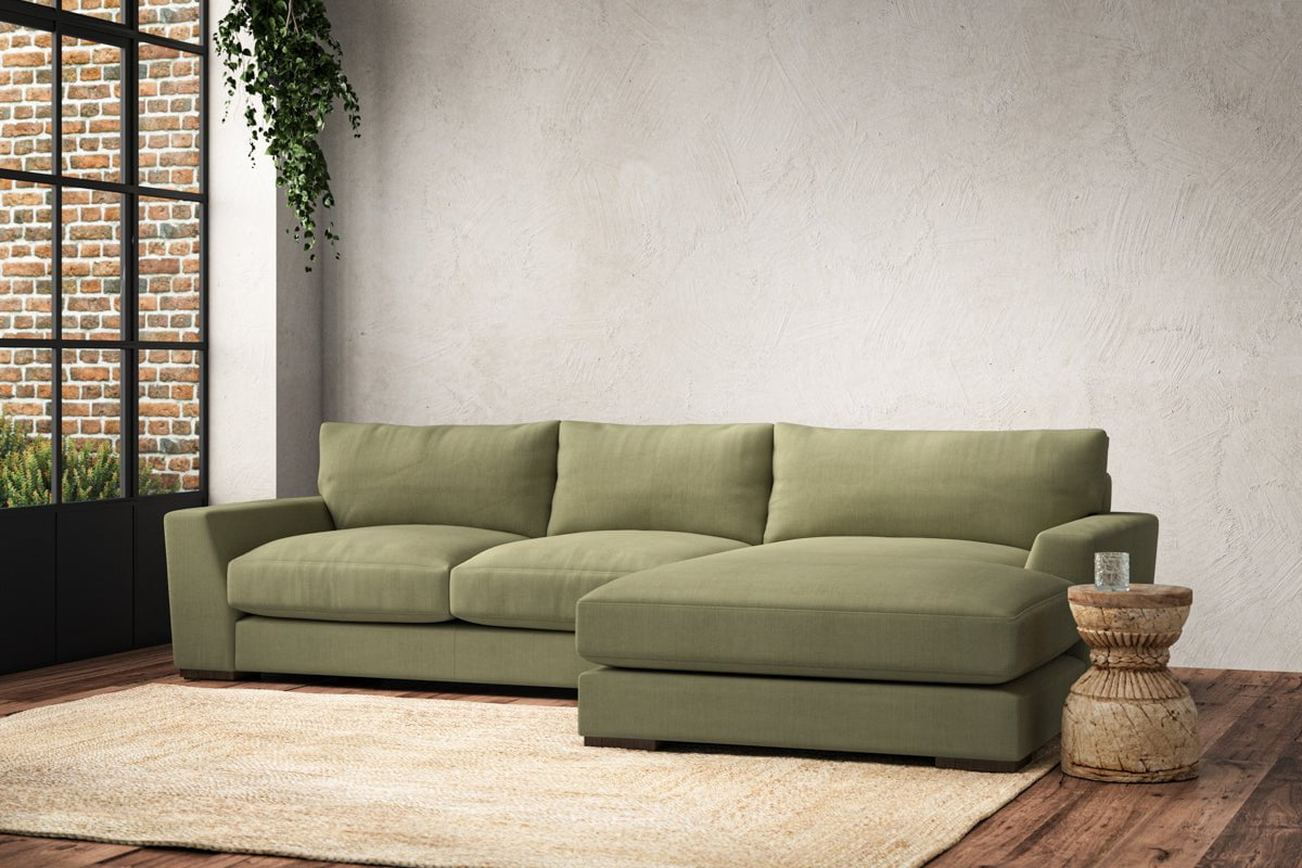 Guddu Medium Right Hand Chaise Sofa - Brera Linen Sage-nkuku