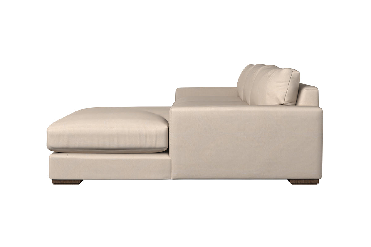 Guddu Medium Right Hand Chaise Sofa - Recycled Cotton Stone-nkuku