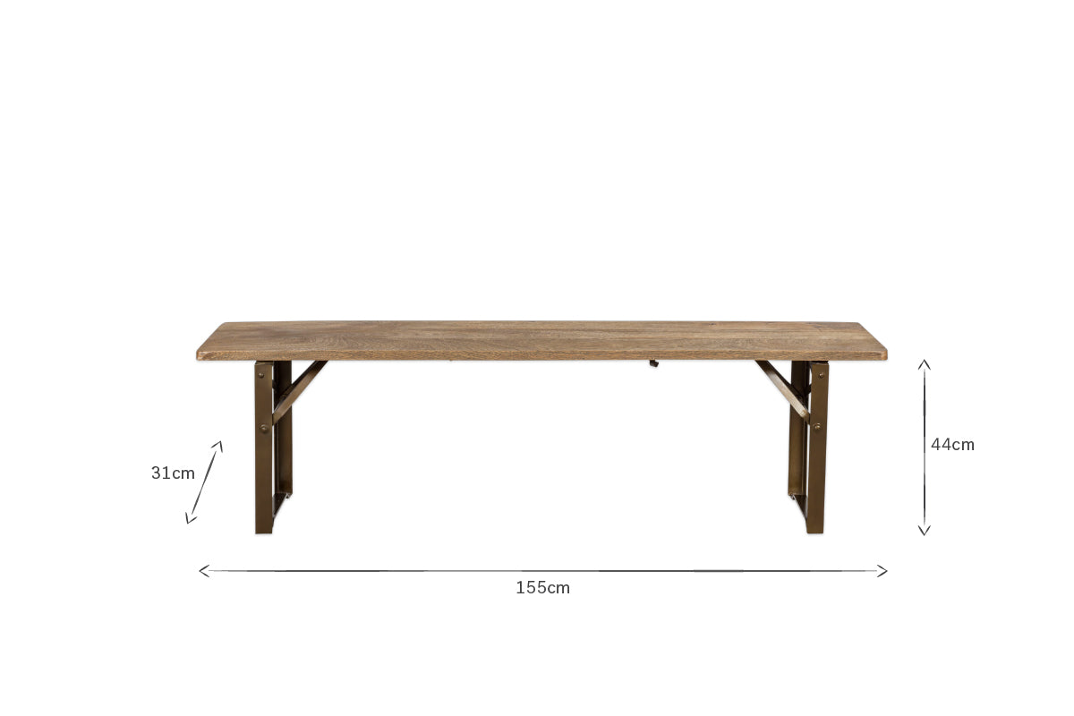 Hanita Mango Wood Folding Bench-nkuku