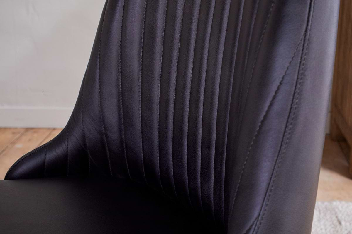 Harsha Leather Dining Chair - Aged Black-nkuku