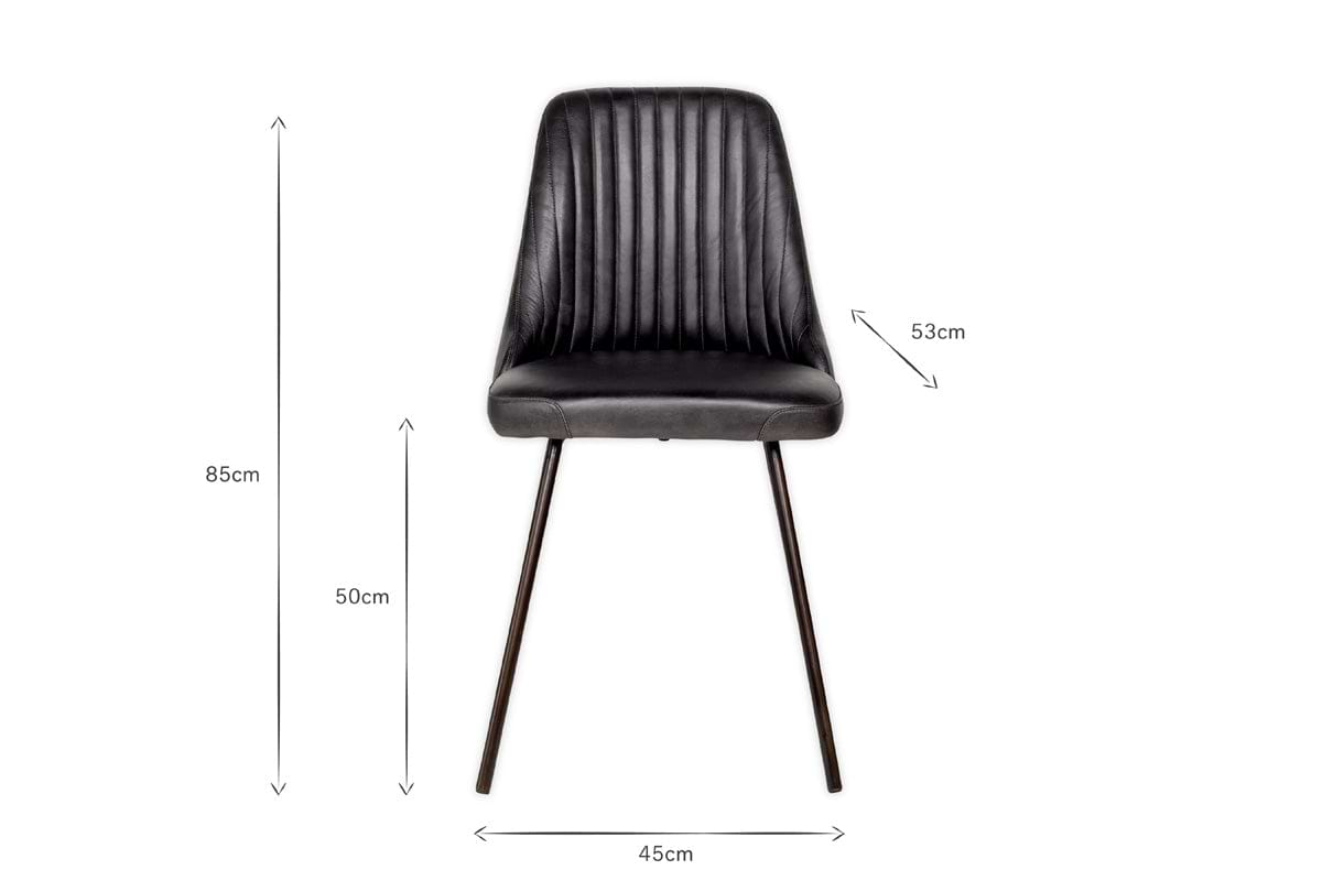 Harsha Leather Dining Chair - Aged Black-nkuku