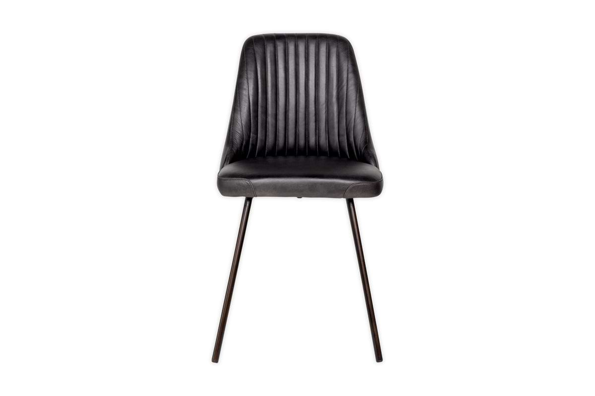 Harsha Leather Dining Chair - Aged Black-nkuku