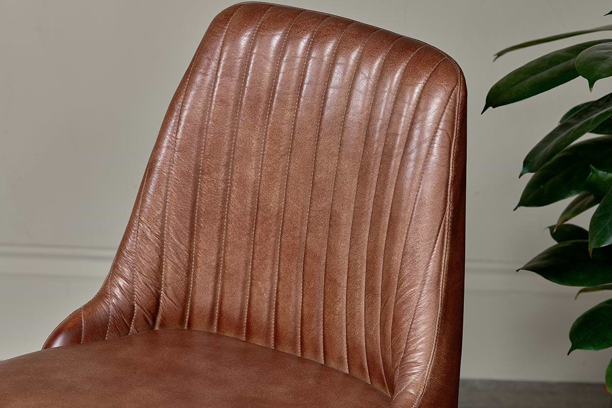 Harsha Leather Dining Chair - Chocolate Brown-nkuku