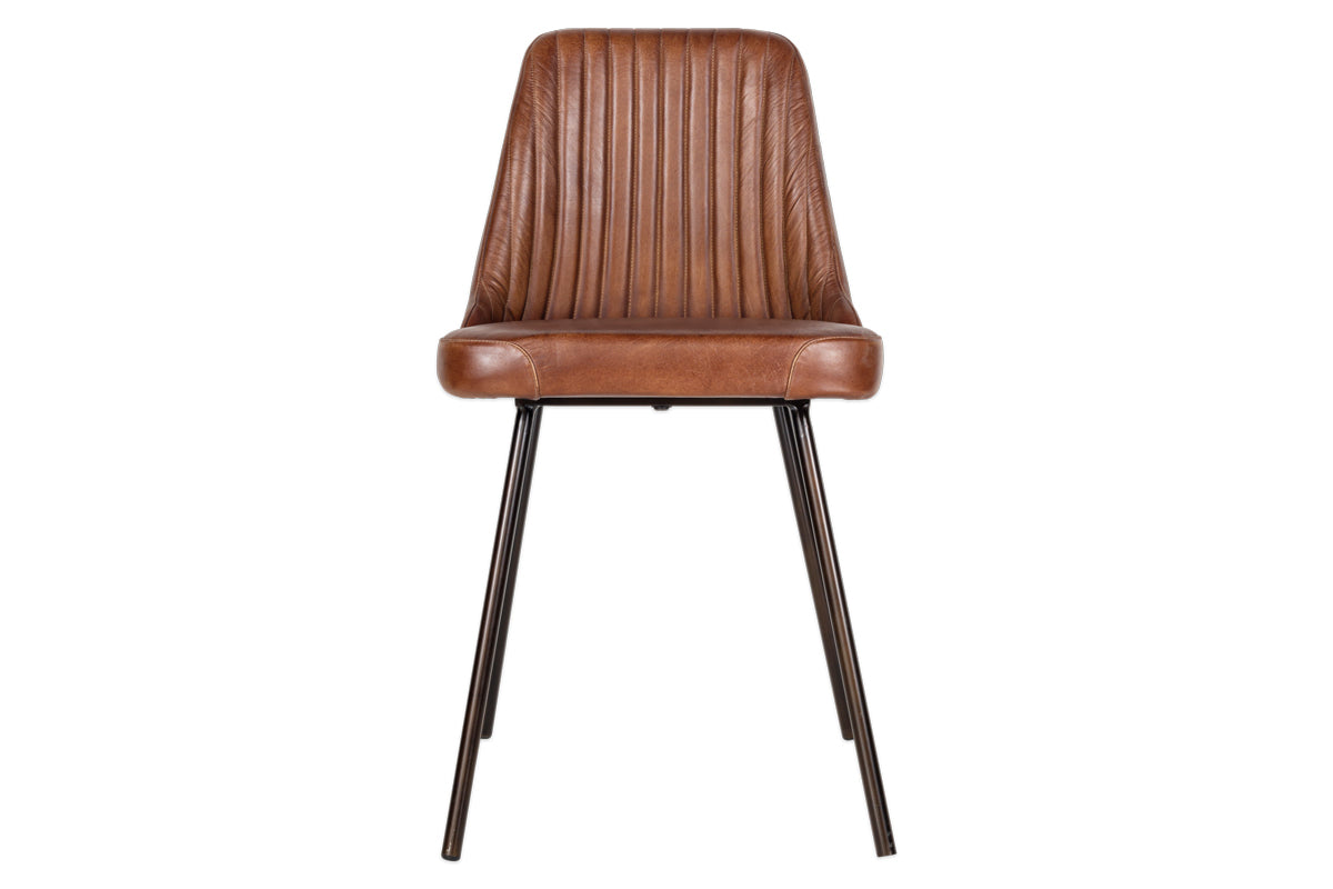 Harsha Leather Dining Chair - Chocolate Brown-nkuku