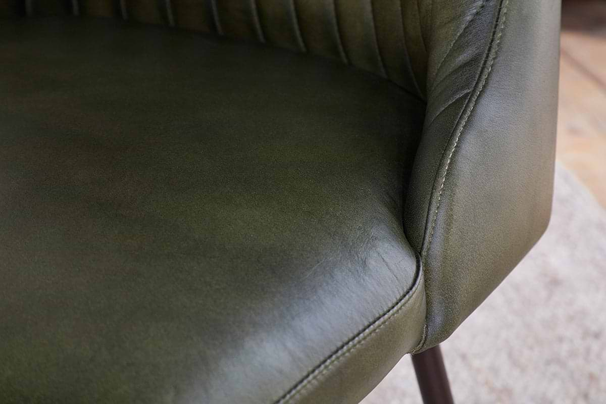 Harsha Leather Dining Chair - Rich Green-nkuku